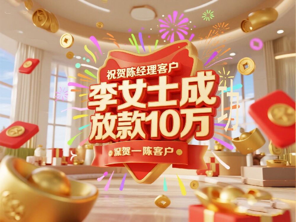 祝贺客户李女士成功放款10万