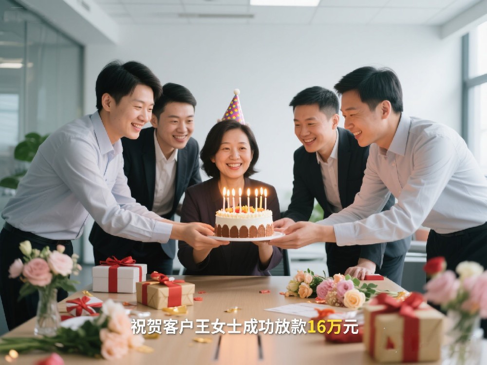 祝贺客户王女士成功放款16万